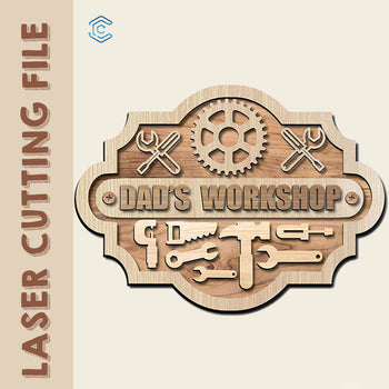 Father's Day gift workshop door sign laser cutting file best laser cutter for beginners