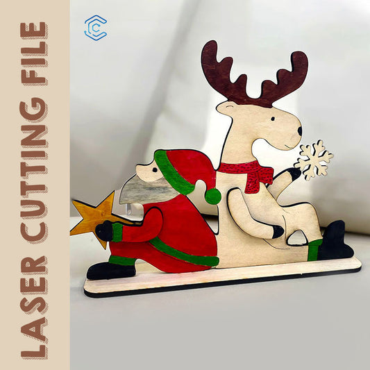 Xmas Santa with Reindeer desk ornament best file for laser cutting laser cutting tool
