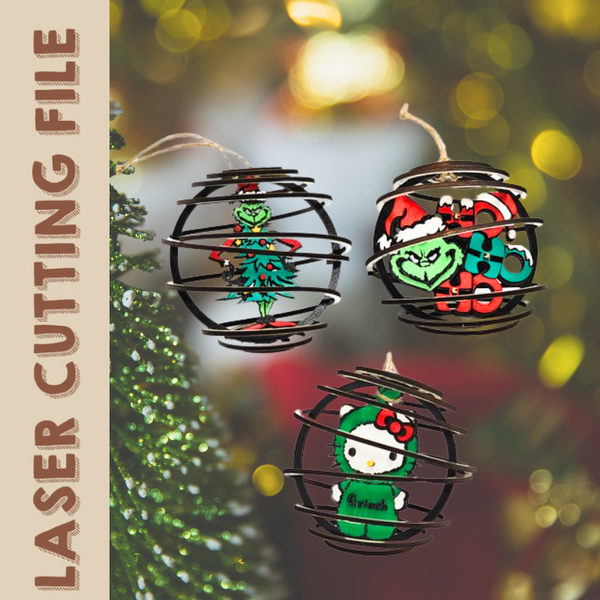 Christmas 7-Style Hanging Ornaments Laser Cutting File