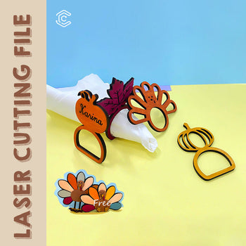 Thanksgiving set: Napkin Rings & Turkey Table Ornaments laser cutting file