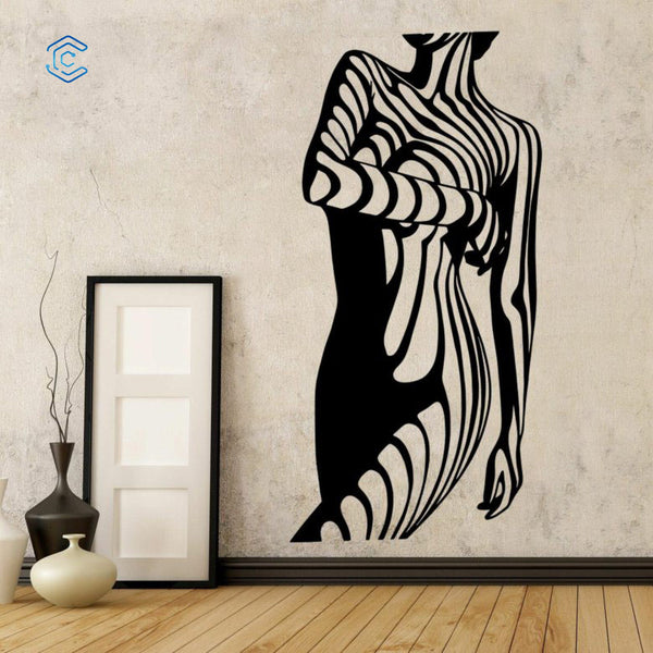 Line art lady wall hangings laser cutting file
