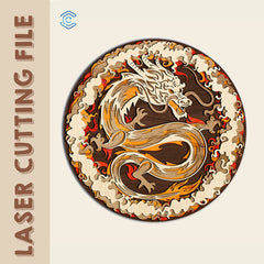 Mehrschichtige, chinesische Drachen inspirierte Laserschneidedatei
