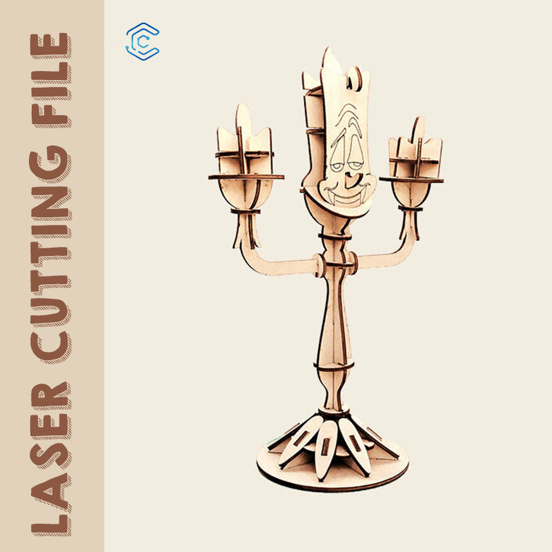 Beauty and the beast candlestick laser cutting file svg files for laser cutting