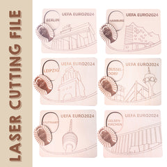 European Cup 10 Landmarks of Germany Coaster Laser Cutting File - DIY Craft for Football Fans