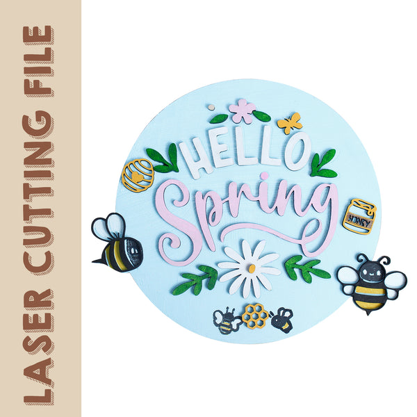 Spring Door Sign Decoration Laser Cutting File - DIY Craft for Vibrant Home Decor by Creatorally