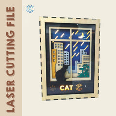 Lightbox cat design 8 layers laser cutting file
