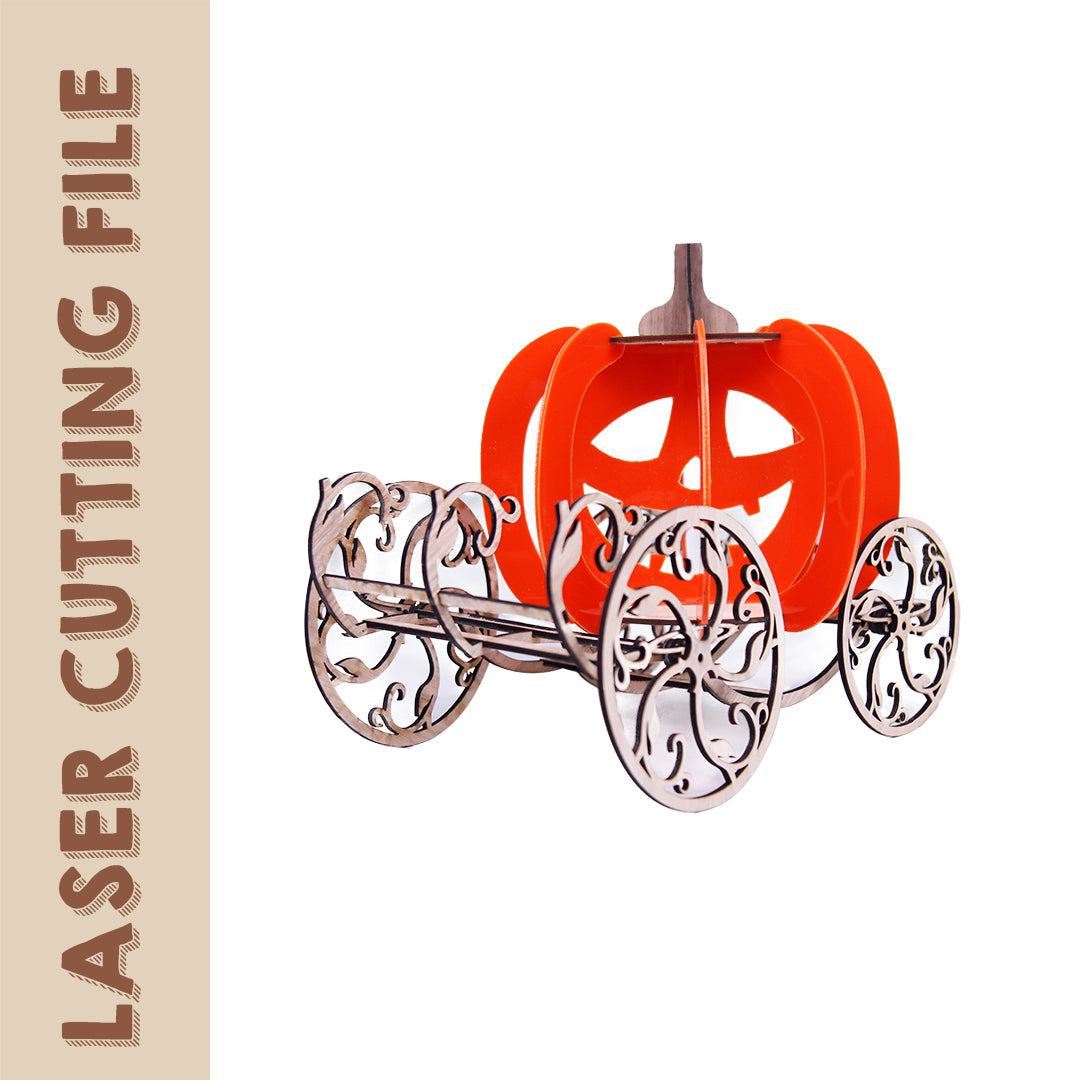 Halloween Cinderella's Pumpkin Carriage 3D Puzzle Laser Cutting File - Grimm Fairy Tale Inspired DIY Decor