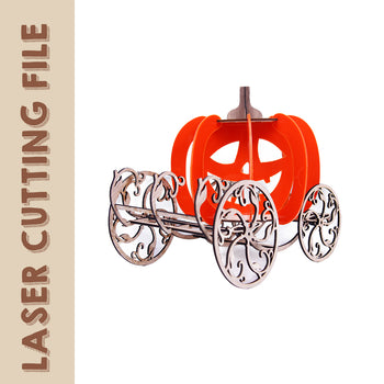 Halloween Cinderella's Pumpkin Carriage 3D Puzzle Laser Cutting File - Grimm Fairy Tale Inspired DIY Decor