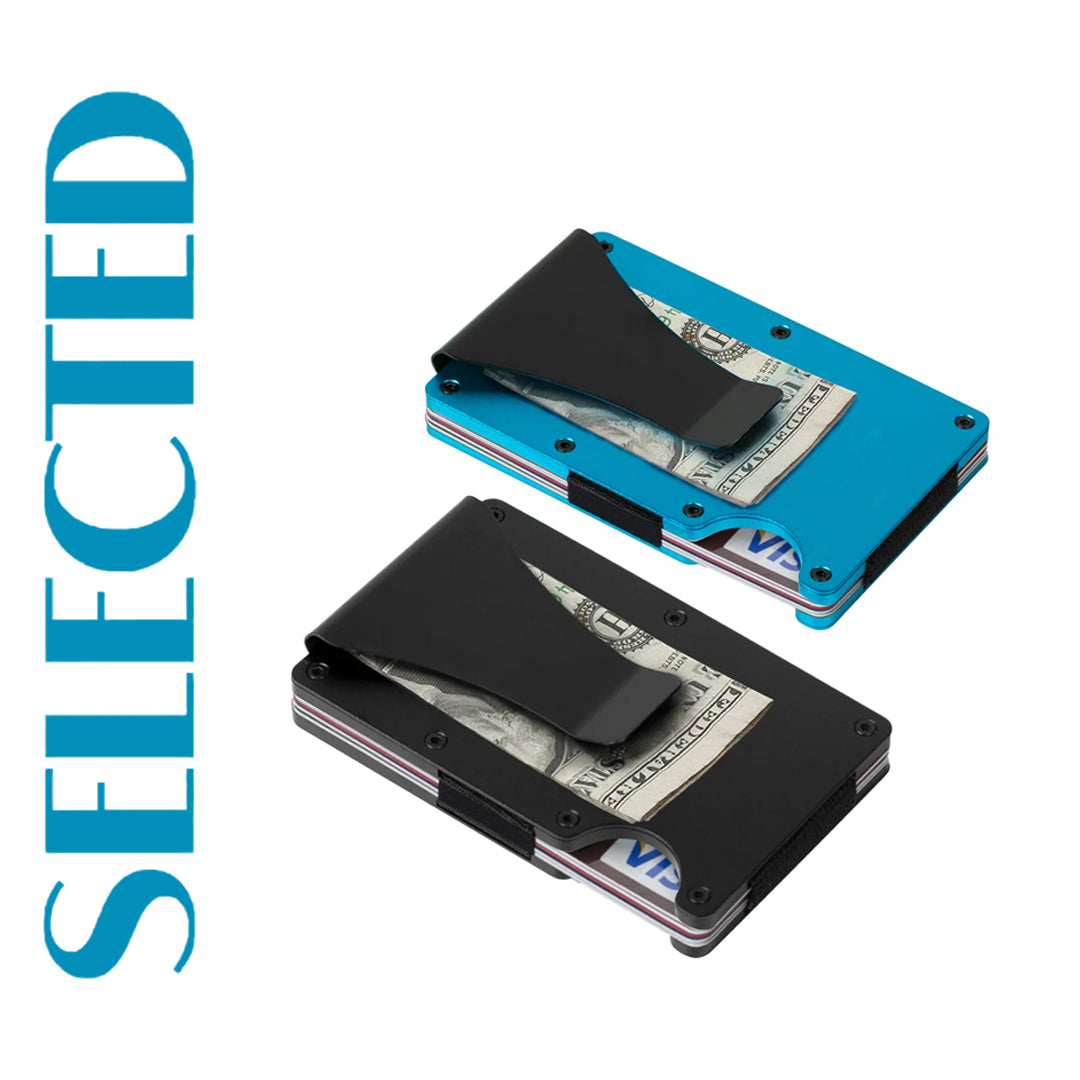 Creatorally 2pcs Mens Slim Wallet RFID Blocking Metal Wallets/Money Clip