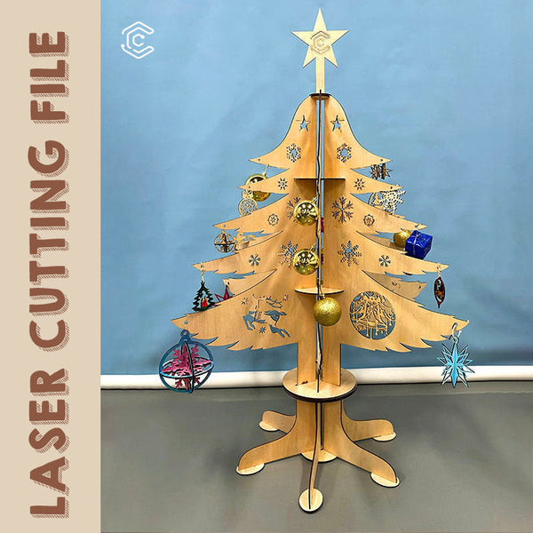 Large floor-to-ceiling Christmas tree svg files for laser cutting table top laser cutter