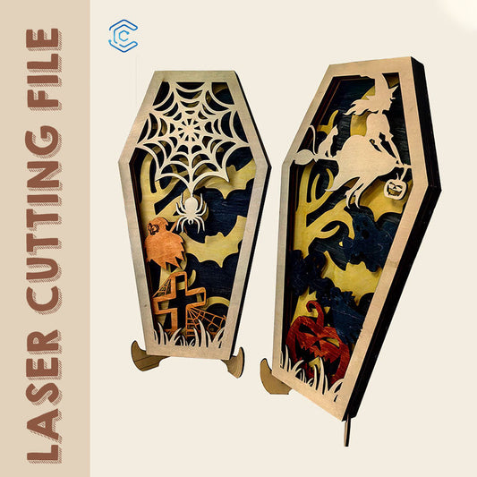 Halloween decor coffin style laser cutting file