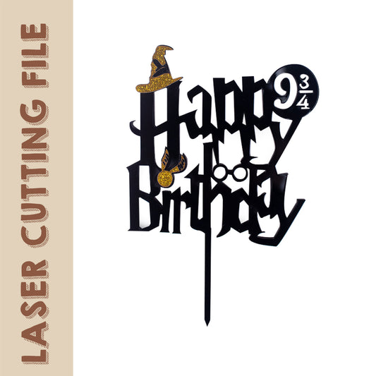 'Happy Birthday' Cake Topper Laser Cutting File - DIY Craft for Celebrations