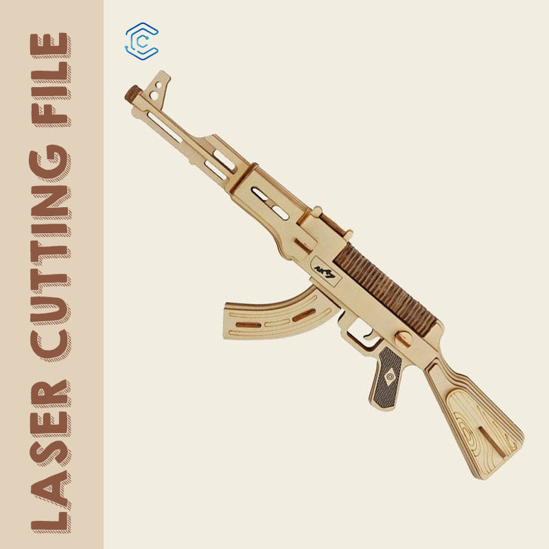 彫刻・オブジェ ak AK47 3D puzzle laser cutting file by Creatorally