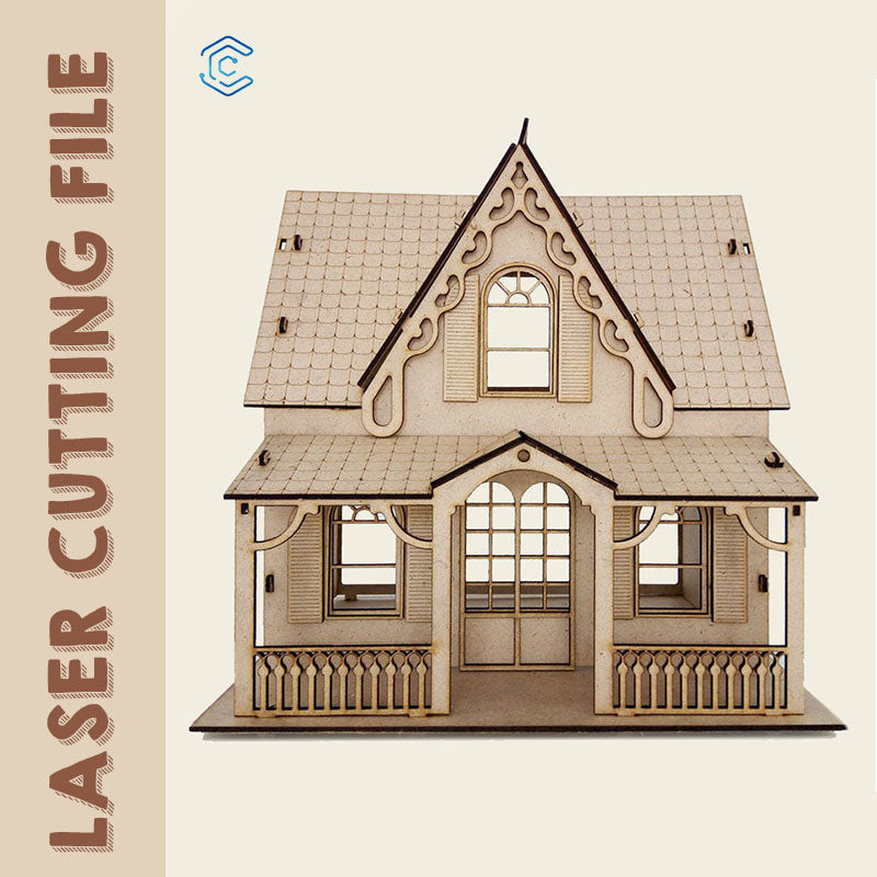 House Cut Model Ranch Style house 3D puzzle laser cutting file – Creatorally