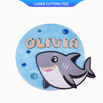 Baby Shark Name Sign Laser Cutting File(26 letter for free combination) - Personalized Decor for Kids' Rooms by Creatorally