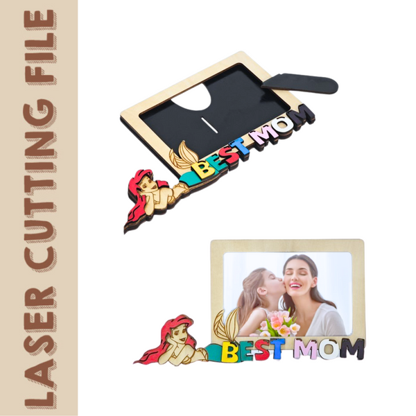 Best Mom Mermaid Photo Frame – Personalized Mother's Day Wooden Gift