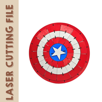 Colorful Captain America's Shield 3D Puzzle Laser Cutting File - DIY Replica for Marvel Fans