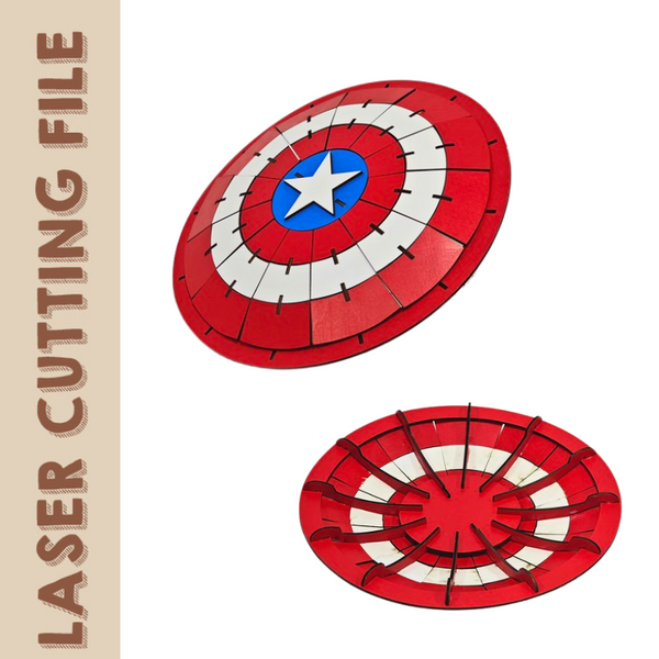 Quebra-cabeça 3D colorido do escudo do Capitão América com corte a laser - Réplica faça você mesmo para fãs da Marvel