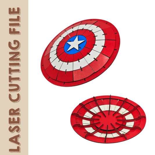 Colorful Captain America's Shield 3D Puzzle Laser Cutting File - DIY Replica for Marvel Fans