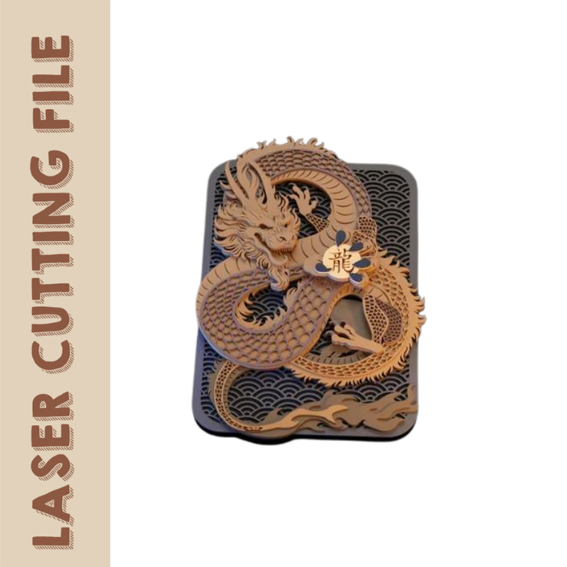 Multilayer Chinese Dragon Wall Decor Laser Cutting File - DIY Craft for Cultural Art Enthusiasts