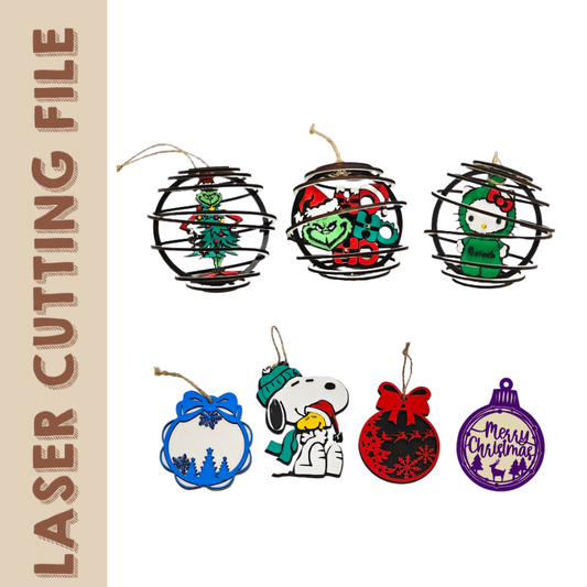 Christmas 7-Style Hanging Ornaments Laser Cutting File