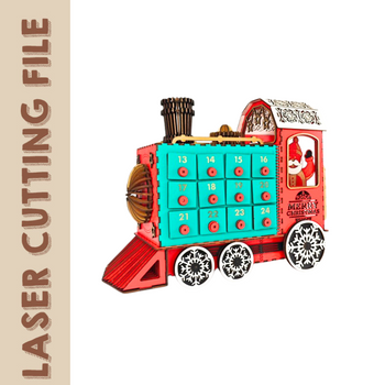 Christmas Train Advent Calendar Countdown Laser Cutting File - DIY 3D Puzzle & Holiday Decor