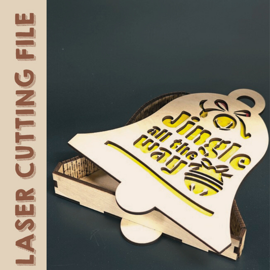 Weihnachten Holz Jingle Bell Candy Box &amp; Lightbox hängen Ornament Laser schneiden Datei 