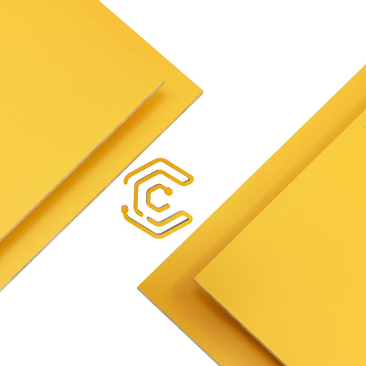 Creatorally_Colored_Plywood_11.7x11.7"-Yellow: This yellow-colored plywood highlights the sharp lines and sunny character of every 11.7x11.7" piece.