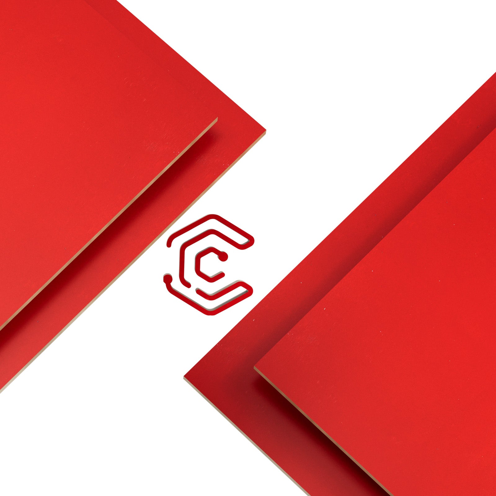 Creatorally_Colored_Plywood_11.7x11.7"-Red: Featuring the brightest, most vibrant shade of red across a perfect 11.7-inch square.