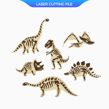 Dinosaur badges laser cutting file