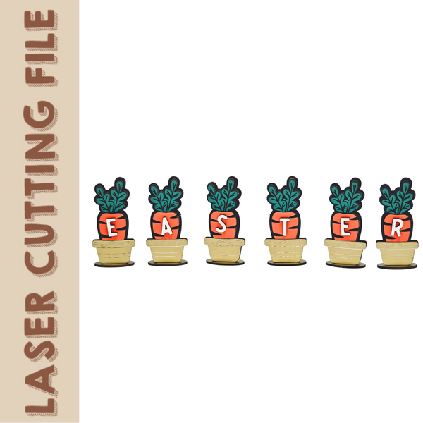 Laser cut carrot signs spelling 