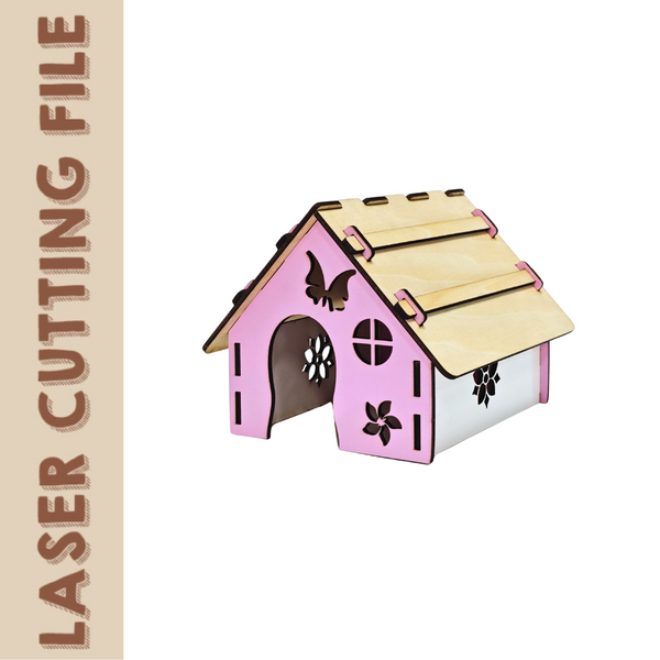 Osterhasenhaus-Laserschneidedateipaket – 3D-Hasen- und Doppelmuster-Hausdesigns | DIY-Frühlingsdeko für Glowforge, Cricut