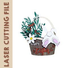Arquivo de corte a laser para decoração de casa com cesta multicamadas de Páscoa – Decoração de primavera personalizada faça você mesmo para gravação a laser