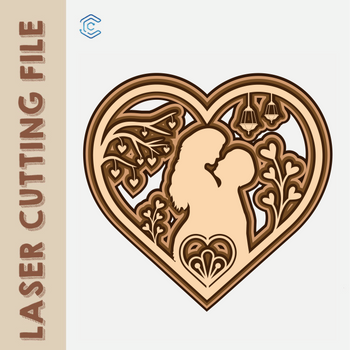 Express love 5-layer heart deco design laser cutting file