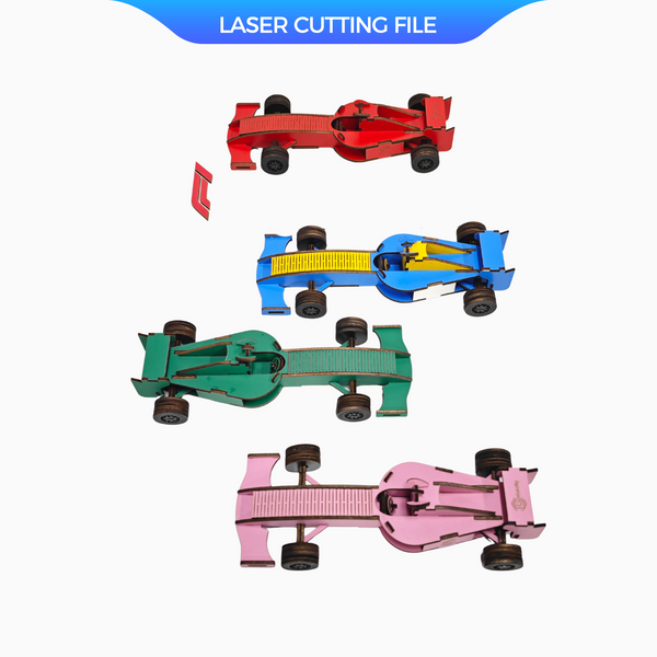 F1 racing car 3D puzzle laser cutting tool laser svg files colored plywood