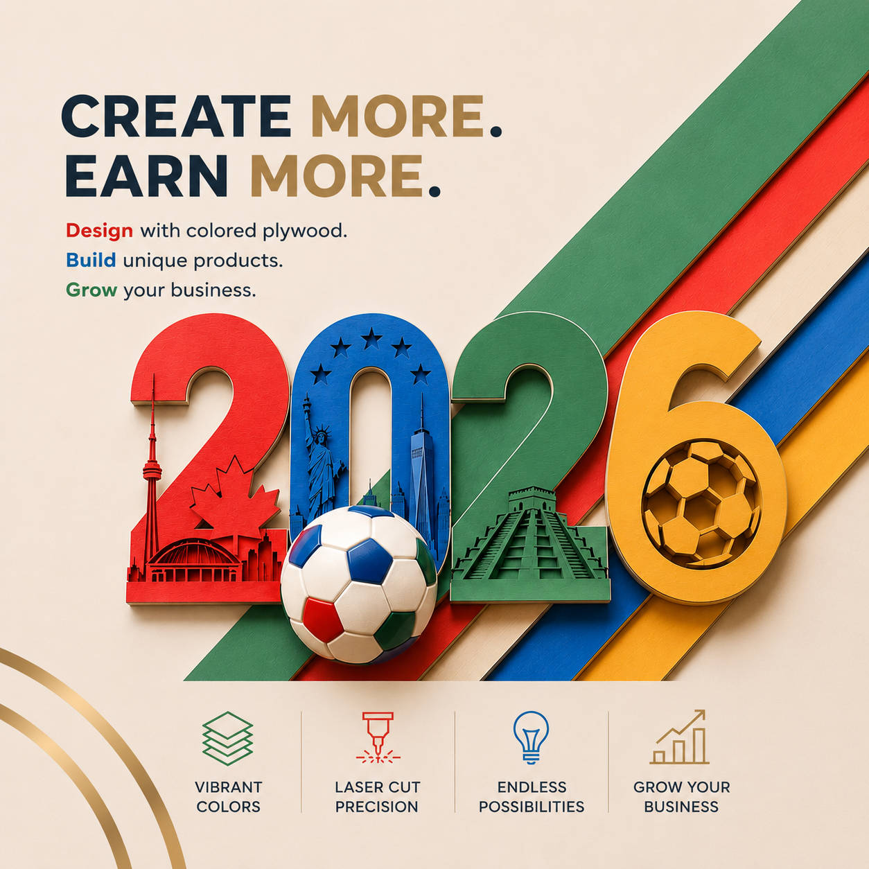 Tournament Edition Color Collection Creatorally Multi-Color Plywood Sheets – 24/40 Sheets 11.7"x11.7" 3mm