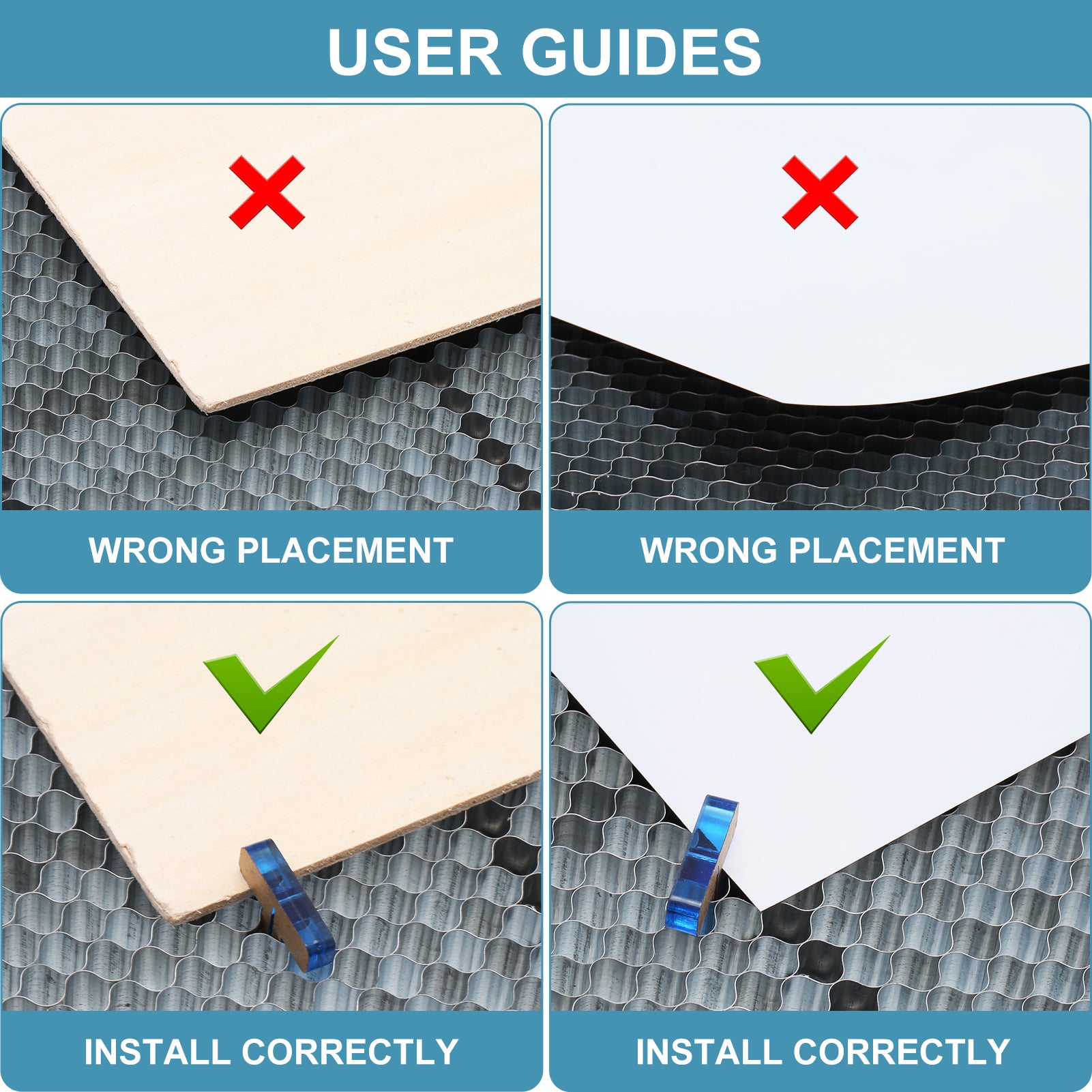 Creatorally selected honeycomb working panel for laser engravers
