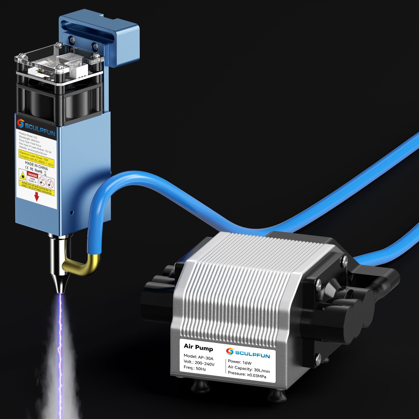 SCULPFUN 30L/Min Air Assist for Laser Engraver Engraving Machine Adjustable Speed - CREATORALLY
