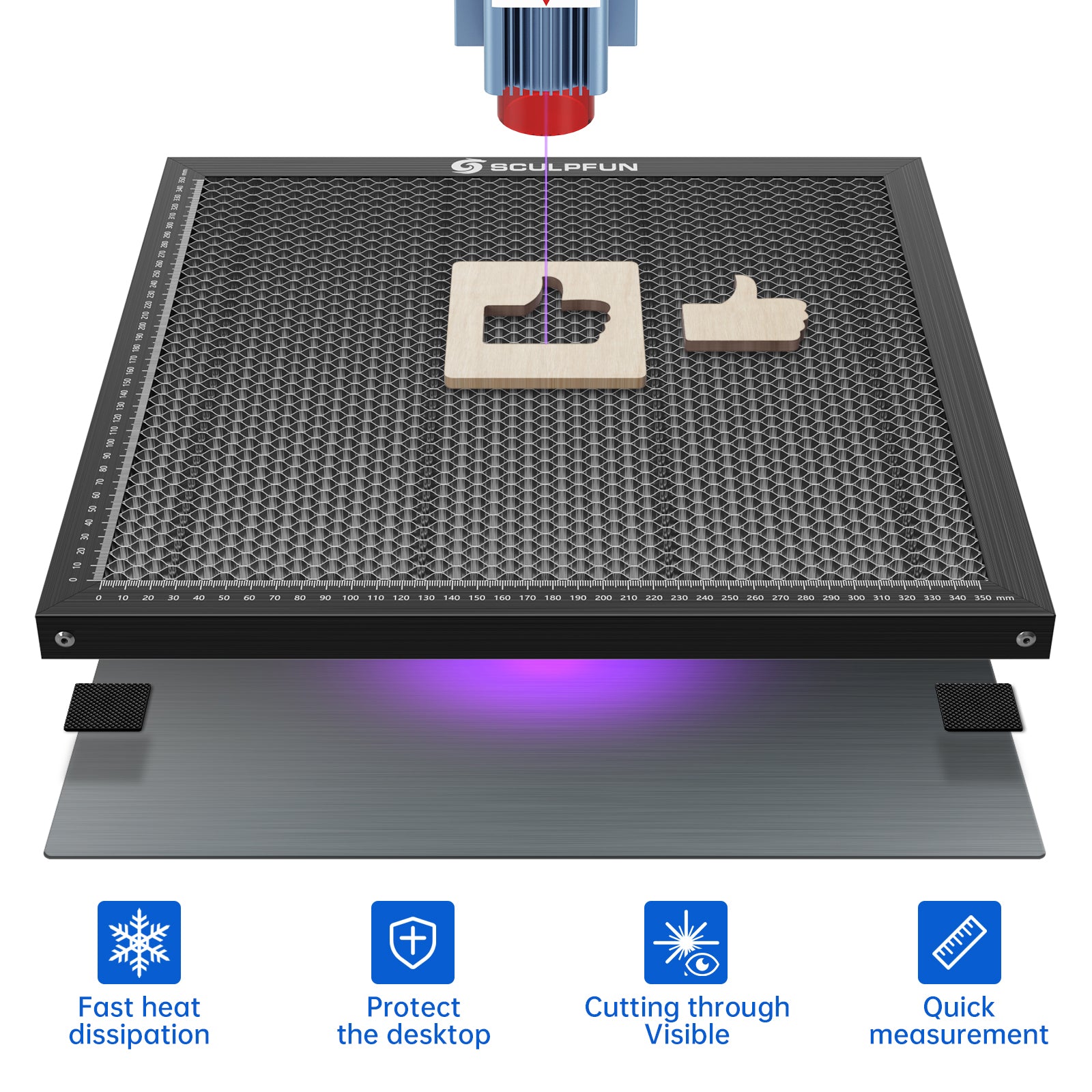 SCULPFUN Honeycomb Working Table for Laser Engraver CO2 Engraving Cutting Machine 400x400x22mm - CREATORALLY