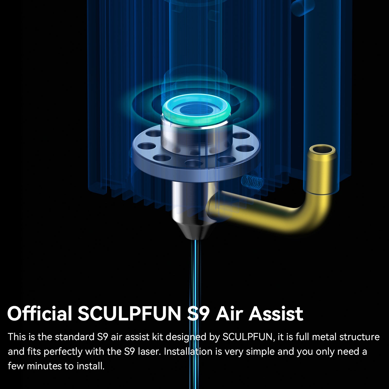 SCULPFUN S9 Air Assist Nozzle Kit Full Metal Structure Engraver Accessory without Air Pump - CREATORALLY