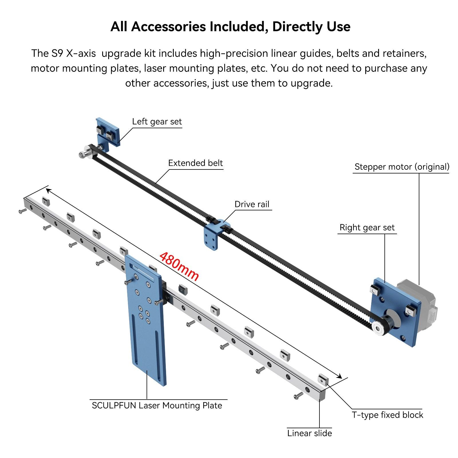 SCULPFUN S6/S9 Laser Engraver High Precision Industrial Grade X-axis Linear Guide Upgrade Kit - CREATORALLY