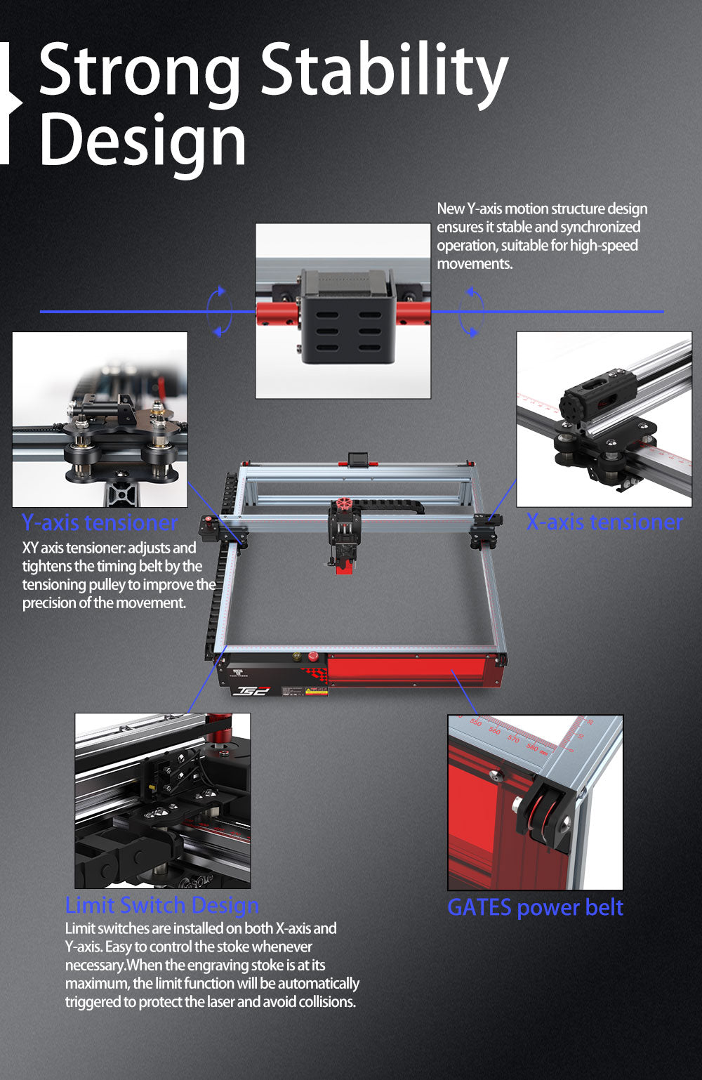 TS2 10W Diode Laser Engraver Auto Focus Engraving Machine 450x450mm - CREATORALLY