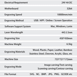 TS2 10W Diode Laser Engraver Auto Focus Engraving Machine 450x450mm - CREATORALLY