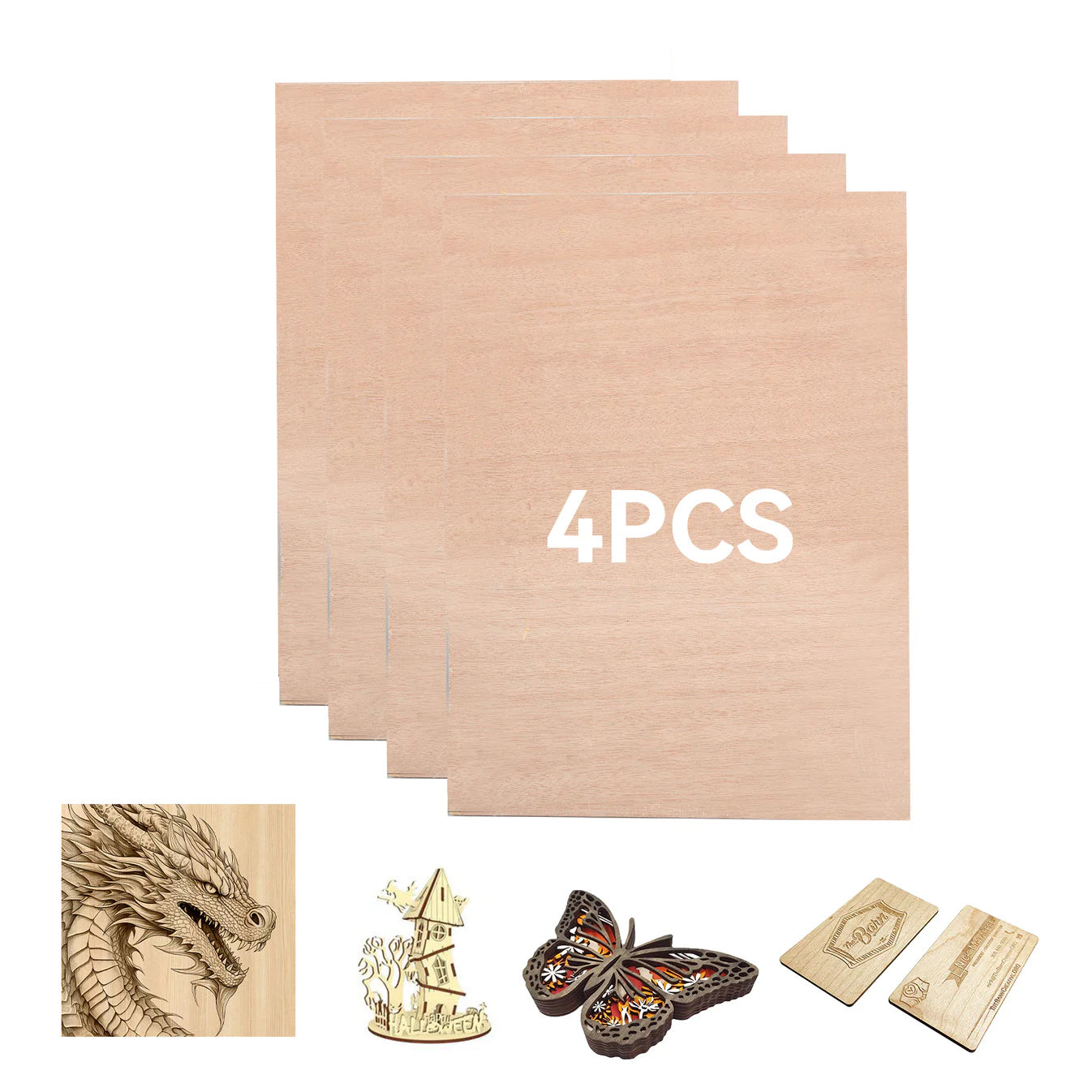 Creatorally Thin Wood Sheets 1/8" 4pcs A4 Red Walnut Plywood 8.46''x12'' Wood Burning