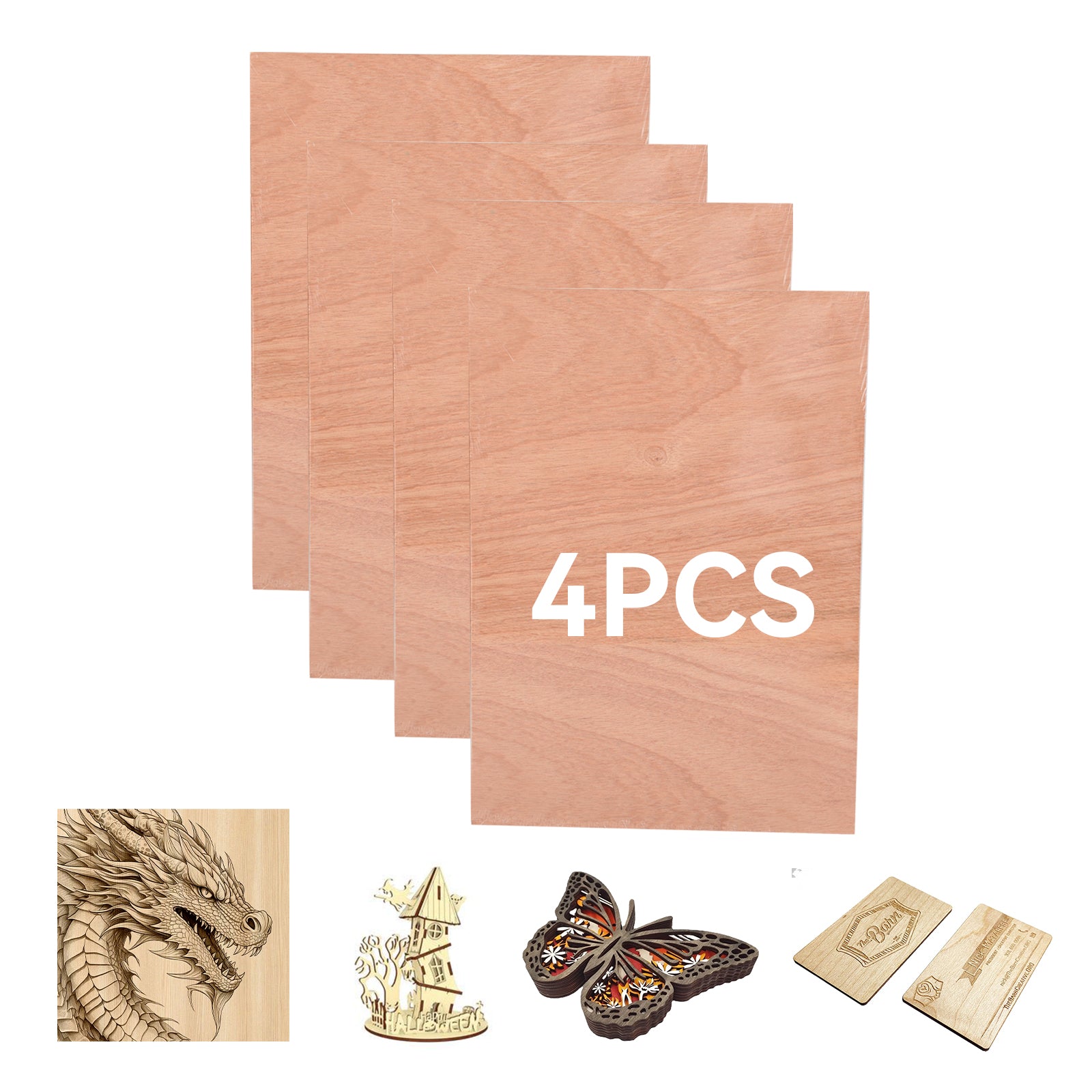 Creatorally 4pcs Selected Sapele Plywood 1/8" 11.8''x8.46''