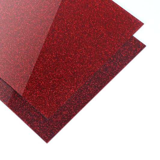 Creatorally 2 pcs 12''x12'' Red Glitter Acrylic Sheet