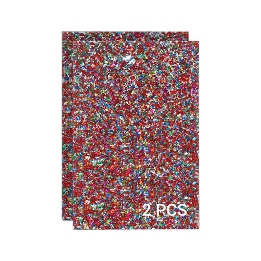 Close-up of shard-style acrylic sheet with reflective flakes, laser cut and polished