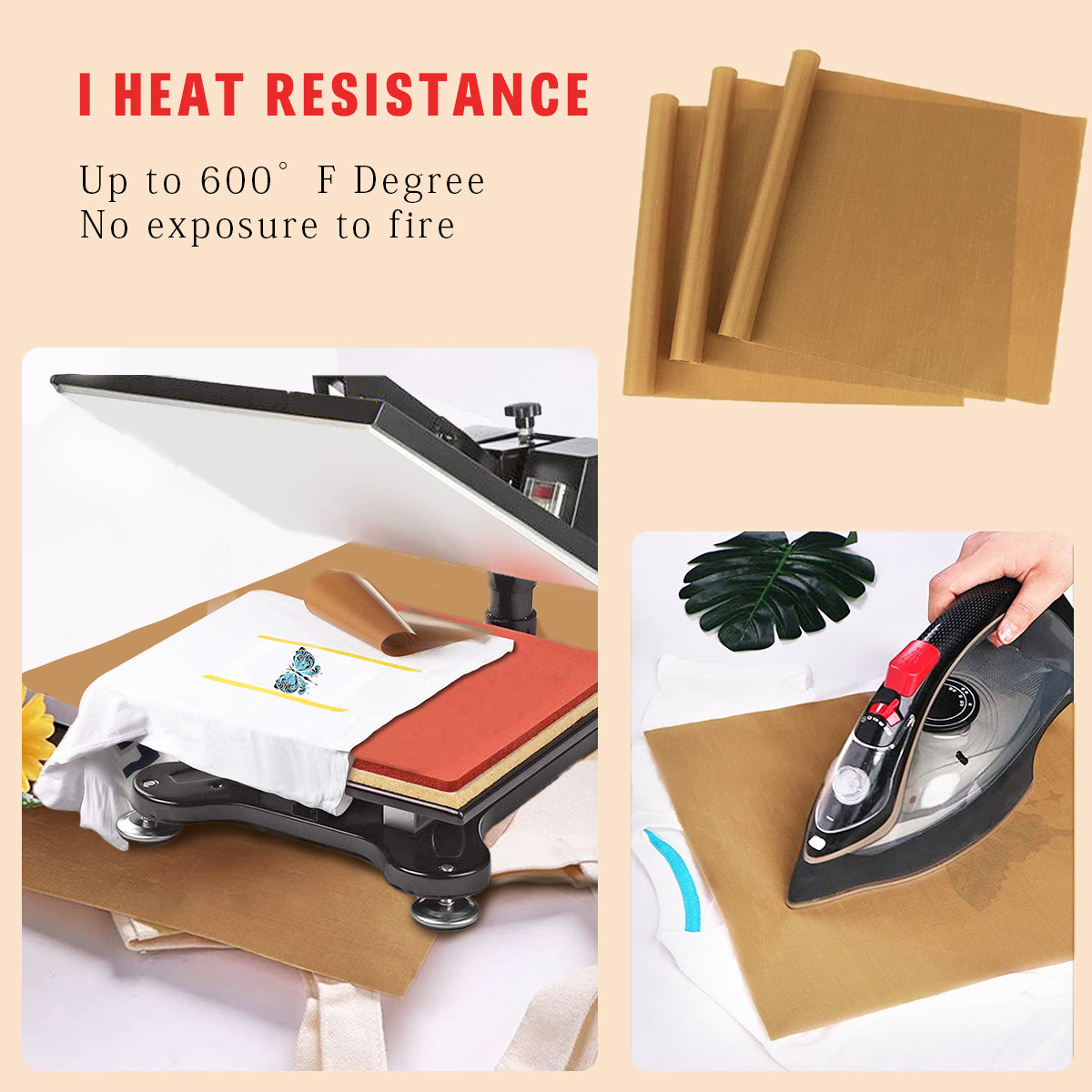 600°C Heat Press Teflon Sheet: 30x100cm Professional Craft Mat
