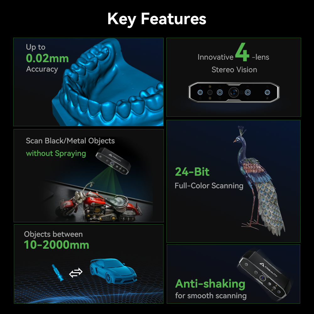 CR-Scan Otter 3D Scanner 0.02mm Creality Accuracy Anti-shaking with Four-lens Stereo Vision(BR)