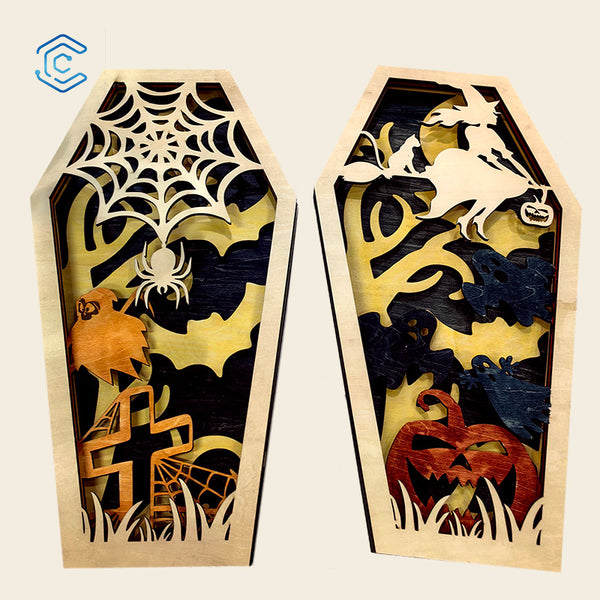 Halloween decor coffin style laser cutting file
